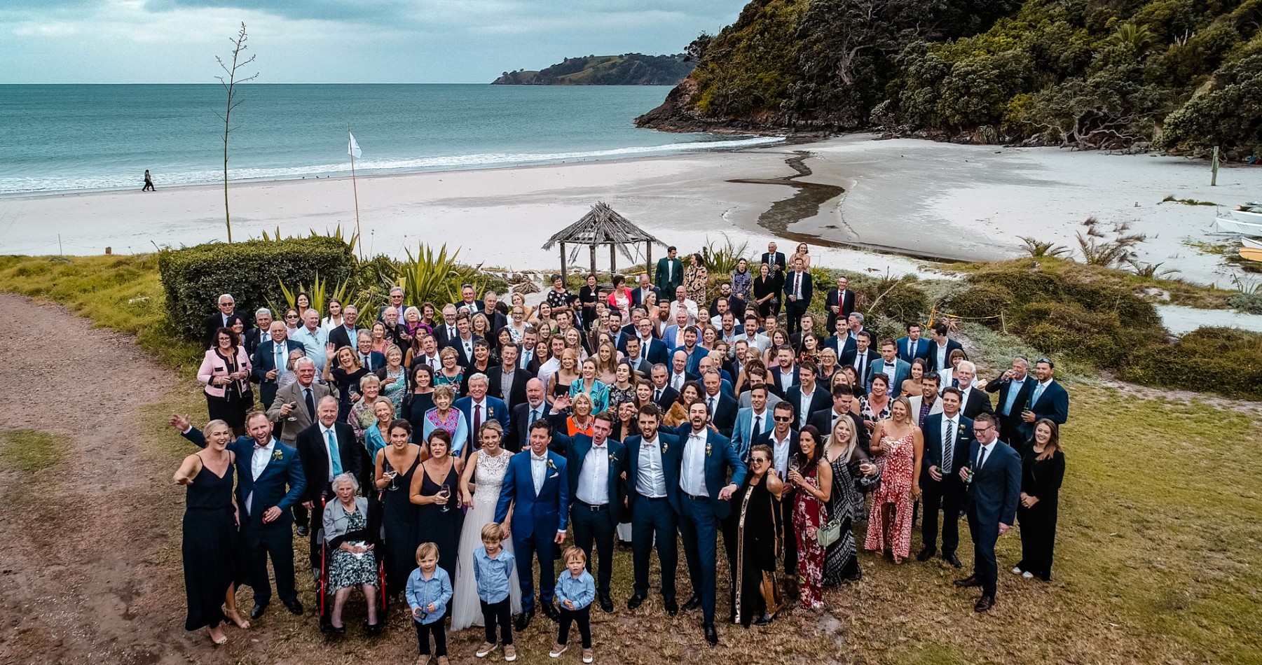 group, photo, wedding, beach, party, drone 